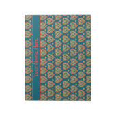 カスタムメモ帳レッド、緑のハートオン暗いティール（緑がかった色） ノートパッド (回転)