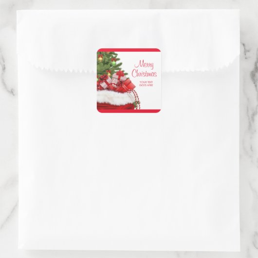 カスタムメリークリスマスあなたのテキストギフトテンプレート スクエアシール (バッグ)