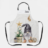 カスタムメリークリスマスウォーター色格言プレイド エプロン (正面)