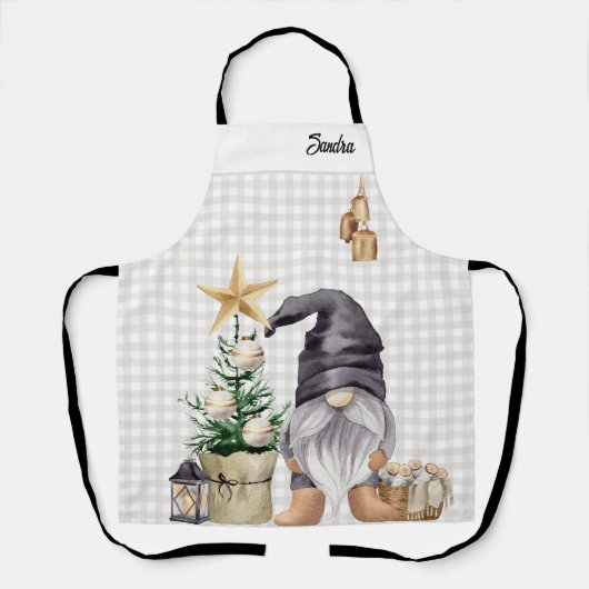 カスタムメリークリスマスウォーター色格言プレイド エプロン (正面)