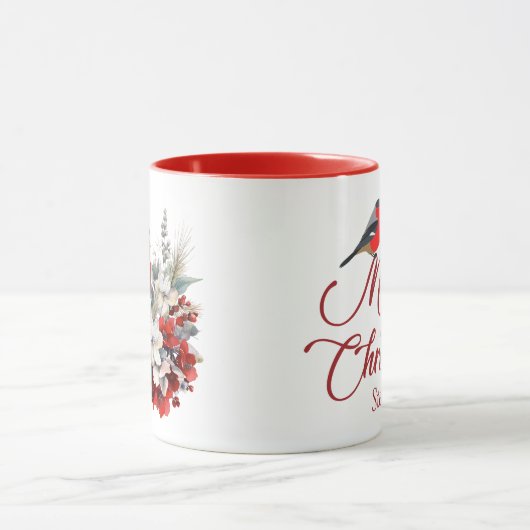 カスタムメリークリスマスウォーター（鳥）ショウジョウコウカンチョウ マグカップ (中央)