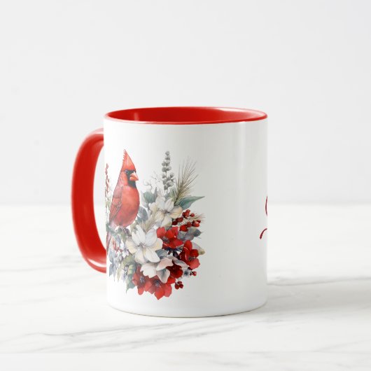 カスタムメリークリスマスウォーター（鳥）ショウジョウコウカンチョウ マグカップ (正面左)