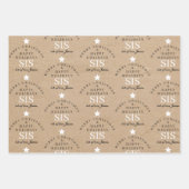 カスタムメリークリスマスクラフトモノグラムシスター ラッピングペーパーシート (正面2)