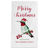 カスタムメリークリスマスサンタハミングバード スモールペーパーバッグ (正面)