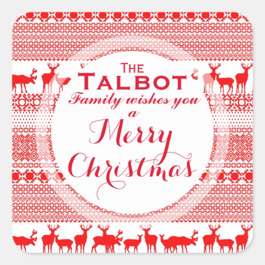 カスタムメリークリスマスシーズンのグリーティングステッカー スクエアシール (正面)