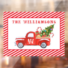 カスタムメリークリスマスツリーレッドヴィンテージトラック ウィンドウサイン