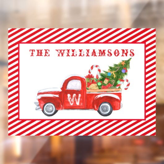 カスタムメリークリスマスツリーレッドヴィンテージトラック ウィンドウサイン (シート2)