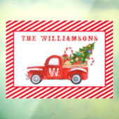 カスタムメリークリスマスツリーレッドヴィンテージトラック ウィンドウサイン (シート3)