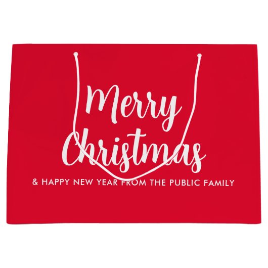 カスタムメリークリスマスハッピーニューイヤーテンプレート ラージペーパーバッグ (正面)