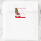 カスタムメリークリスマスハッピーニューイヤー文字名 スクエアシール (バッグ)