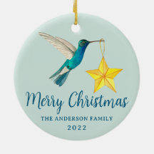 カスタムメリークリスマスハミングバードとスター