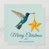 カスタムメリークリスマスハミングバードホリデーカード シーズンカード (正面/裏面)