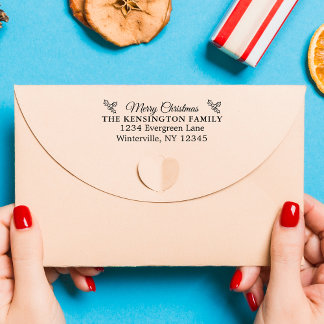 カスタムメリークリスマスファミリーアドレス セルフインキングスタンプ