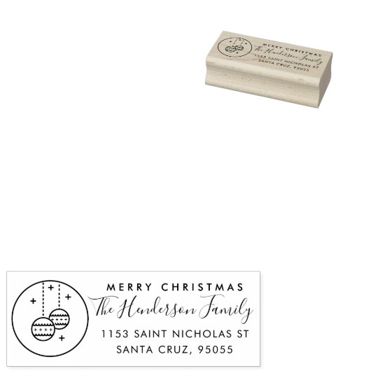 カスタムメリークリスマスファミリー名差出人住所 ラバースタンプ (押印)