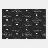 カスタムメリークリスマスブラックモノグラム夫妻 ラッピングペーパーシート (正面2)