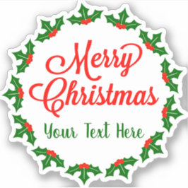 カスタムメリークリスマスホリーベリーキスカット シール