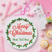 カスタムメリークリスマスホリーベリー ペーパープレート (パーティー)