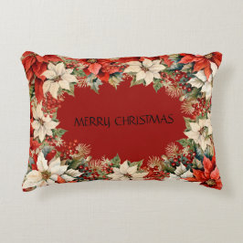 カスタムメリークリスマスポインセティアスリース アクセントクッション