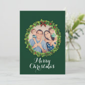 カスタムメリークリスマスリース家族写真 シーズンカード (スタンド正面)