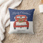 カスタムメリークリスマスヴィンテージ赤トラックブルー クッション (ブランケット)