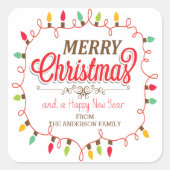 カスタムメリークリスマス明るいライトシール スクエアシール (正面)