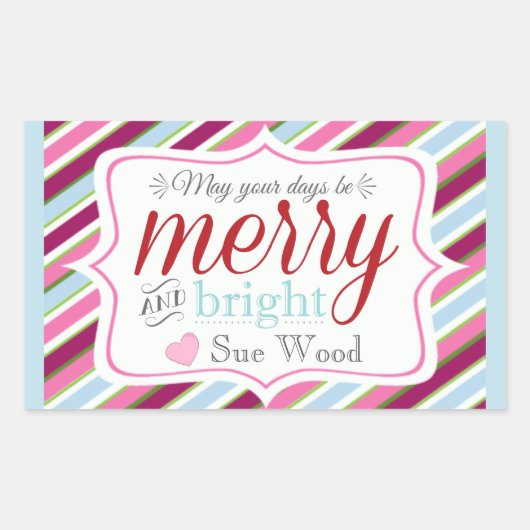 カスタムメリーBright Christmas Giftスタンプ 長方形シール (正面)