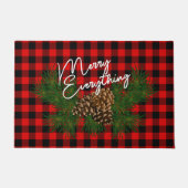 カスタムメリーEverything Red Black Checks Cabin ドアマット (正面)