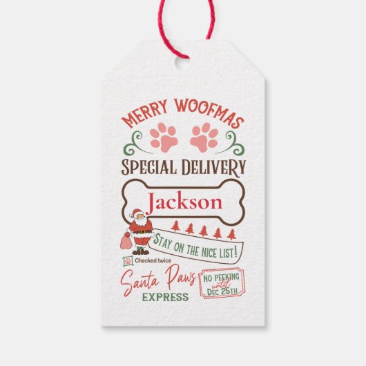 カスタムメリーWoofmas Dog Christmasギフトタグ ギフトタグ (裏面)