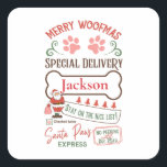 カスタムメリーWoofmas Dog Christmas Gift スクエアシール<br><div class="desc">カスタムメリーWoofmas Dog Christmas Gift</div>