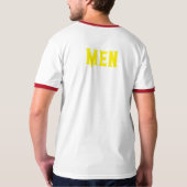 カスタムメンズテキスト明るい黄色のメンズリンガー Tシャツ (裏面フル)