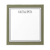 カスタムモスグリーンホワイト編集可能カラー ノートパッド (正面)