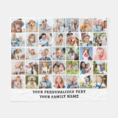 カスタムモダンかわいい家族の贈り物35写真コラージュ フリースブランケット (正面(横))