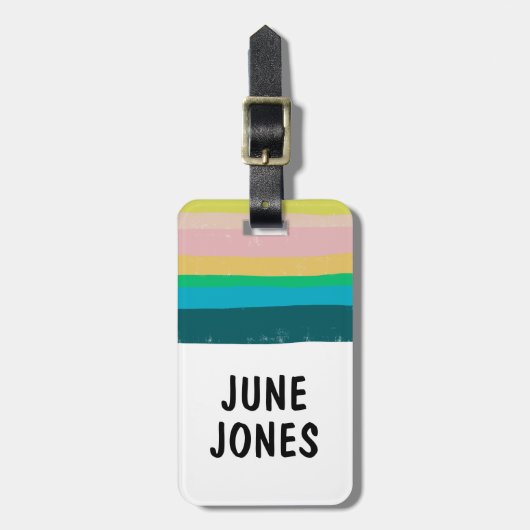 カスタムモダンはっきりしたカラフルシンプルストライプ ラゲッジタグ (正面縦)