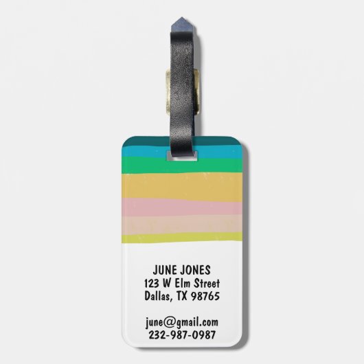 カスタムモダンはっきりしたカラフルシンプルストライプ ラゲッジタグ (裏面縦)
