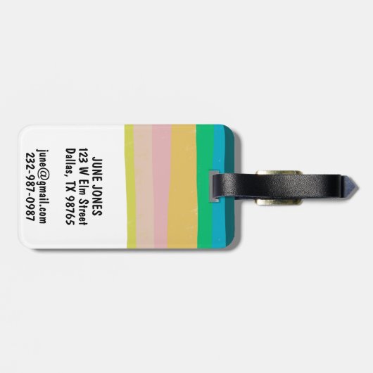 カスタムモダンはっきりしたカラフルシンプルストライプ ラゲッジタグ (裏面横)
