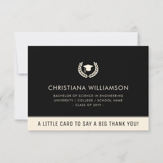 カスタムモダンはっきりしたシンプル卒業 サンキューカード (裏面)
