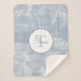 カスタムモダンほこりっぽい青い水色ブラシストローク シェルパブランケット