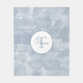 カスタムモダンほこりっぽい青い水色ブラシストローク フリースブランケット