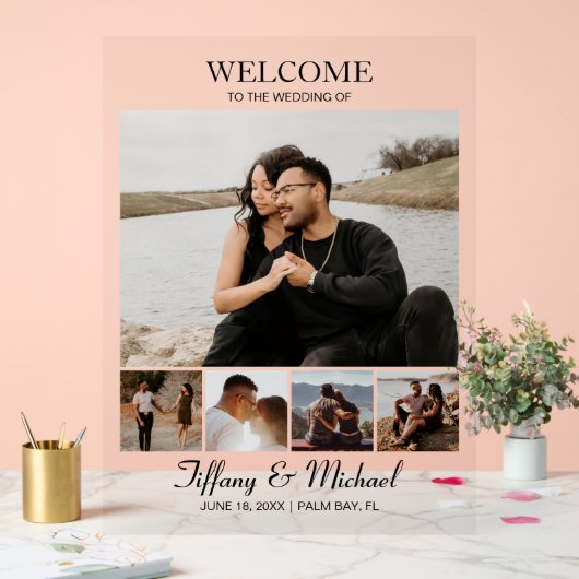 カスタムモダンウェディング写真 アクリルサイン (ウェディング)