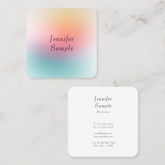 カスタムモダンエレガントカラフルデザインテンプレート スクエア名刺 (正面/裏面)