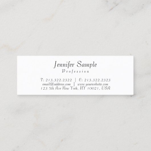カスタムモダンエレガントプロフェッショナルシンプルテンプレート スキニー名刺 (裏面)