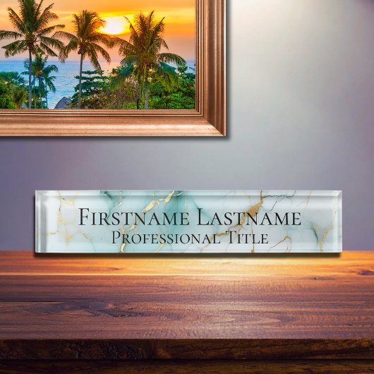 カスタムモダンエレガント大理石アクリル デスクネームプレート