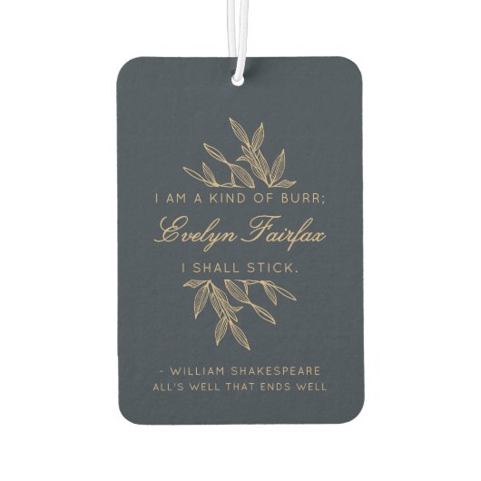 カスタムモダンエレガント植物性ウィティ引用文ネイビー カーエアーフレッシュナー (裏面)