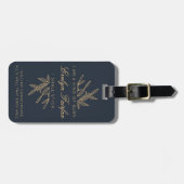 カスタムモダンエレガント植物性ウィティ引用文ネイビー ラゲッジタグ (正面横)