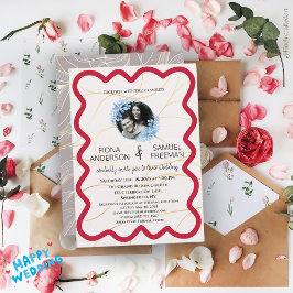 カスタムモダンエレガント金ゴールド結婚ズ 招待状