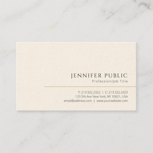 カスタムモダンエレガントLuxe Signature Cream 名刺 (正面)