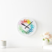 カスタムモダンカラフルハート空白のテンプレート ラウンド壁時計 (ホーム)