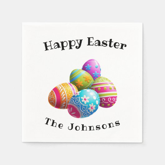 カスタムモダンカラフル卵狩りハッピーイースター スタンダードカクテルナプキン (正面)