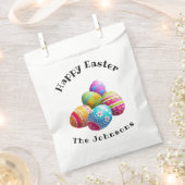 カスタムモダンカラフル卵狩りハッピーイースター フェイバーバッグ (クリップ留めされた状態)