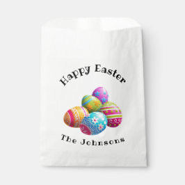 カスタムモダンカラフル卵狩りハッピーイースター フェイバーバッグ